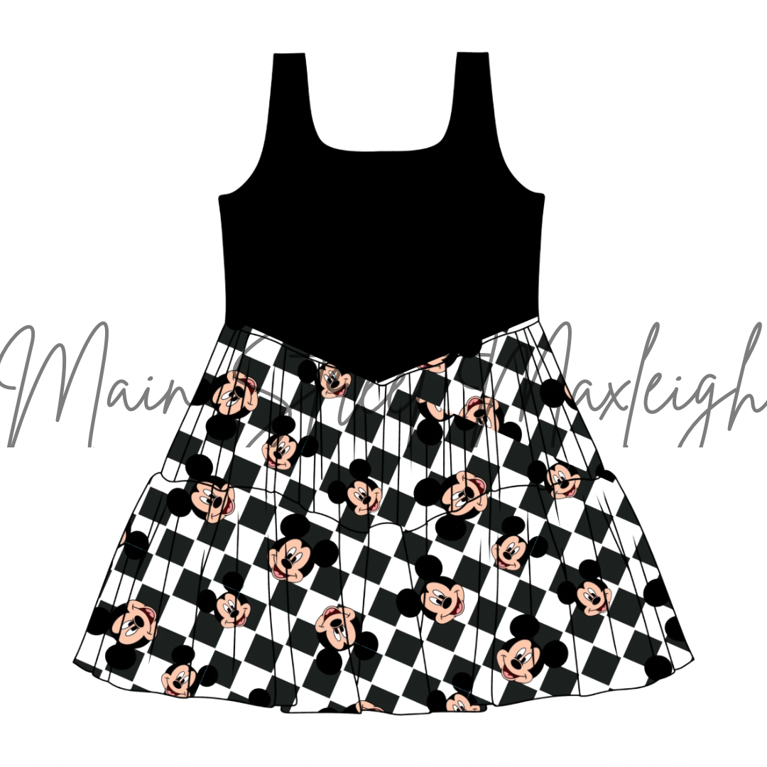 Adult large reverse checker dress RTS