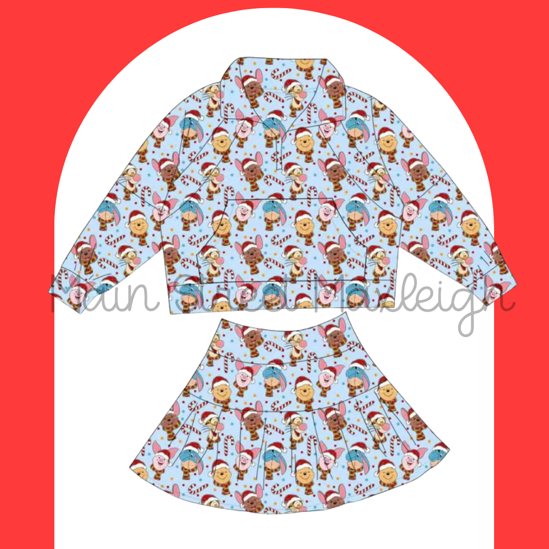 Beary Christmas zip skirt set