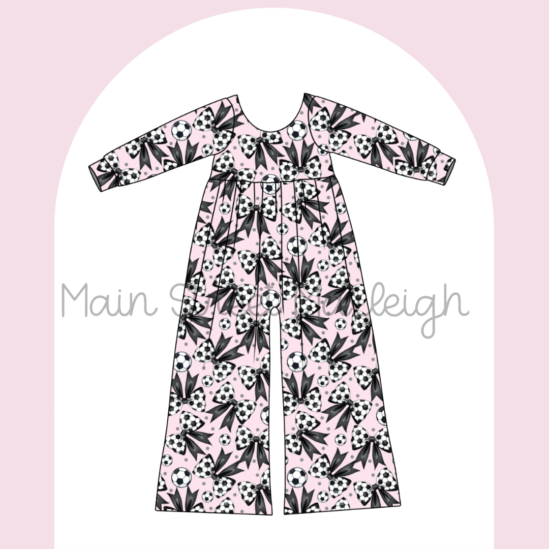 Soccer bow romper