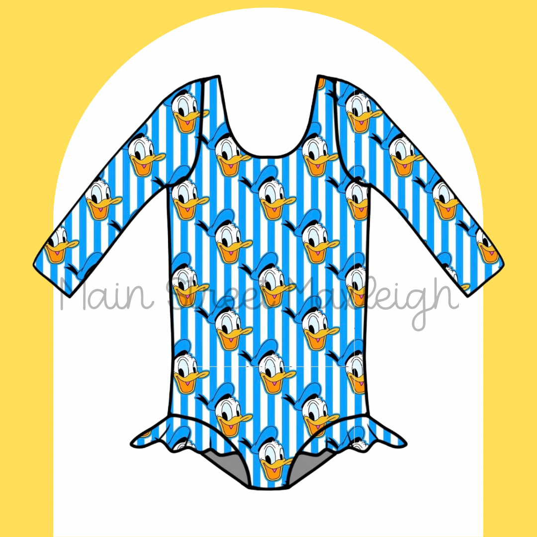 Bright blue duck swim