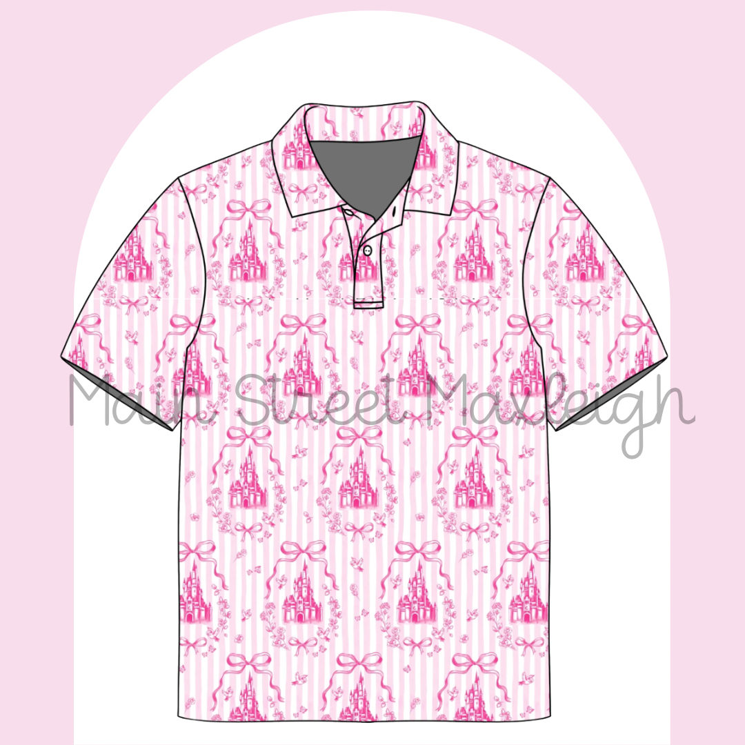 Pink stripe castle polo