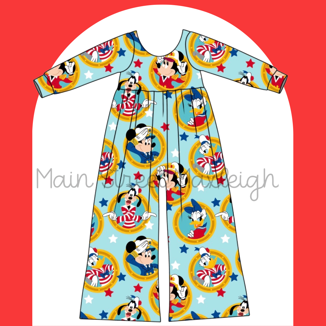 Teal porthole romper