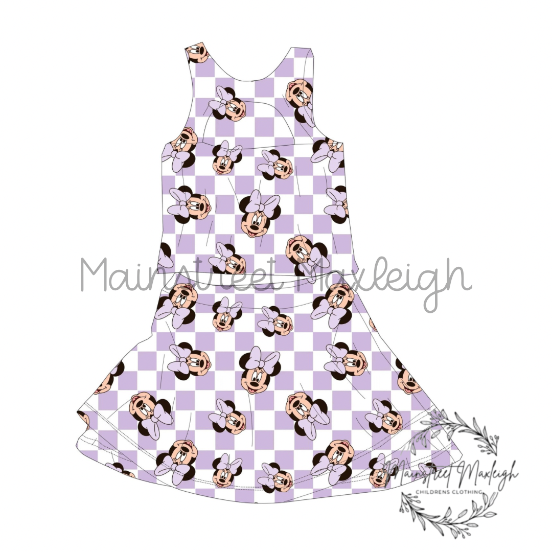 2T purple mouse check yoga set RTS