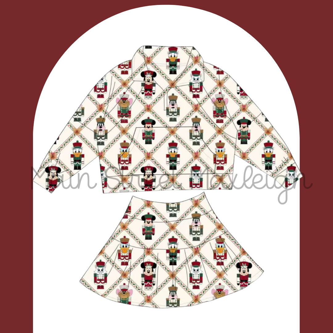 Christmas nutcracker zip skirt set