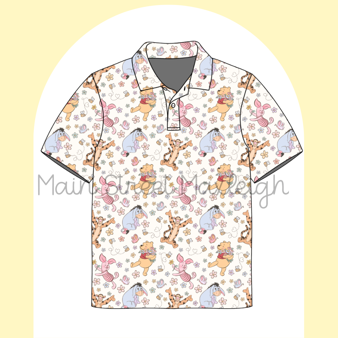 Floral bear polo