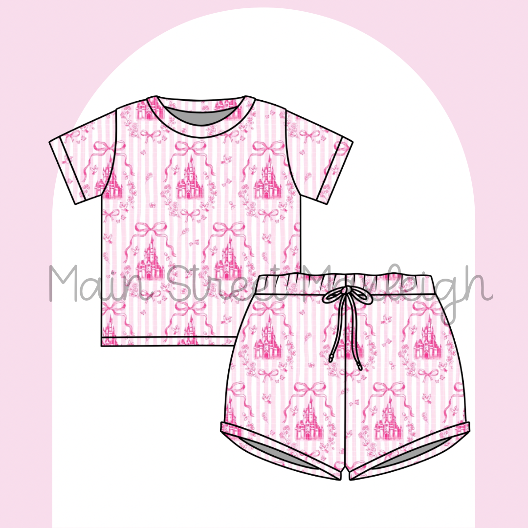 Pink stripe castle waffle sets