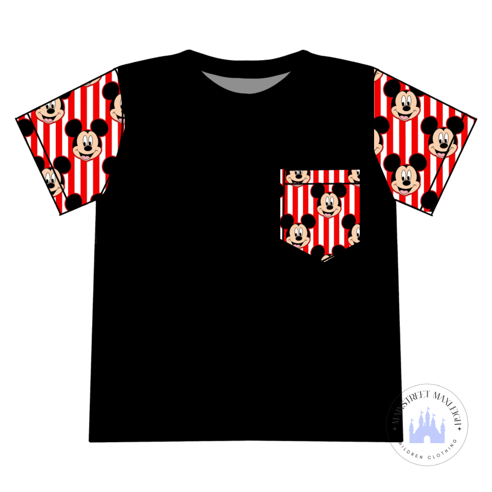 Mouse stripe pocket T-Shirt