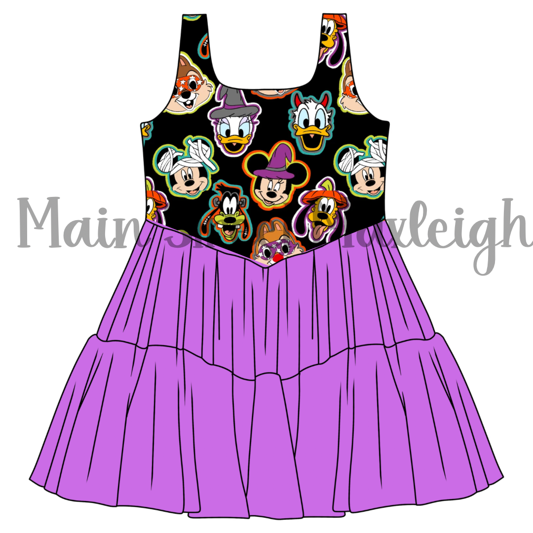 Halloween mask purple dress