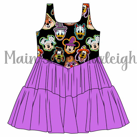 Halloween mask purple dress