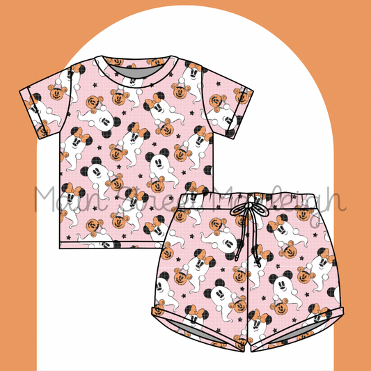 Pink boo Halloween waffle set