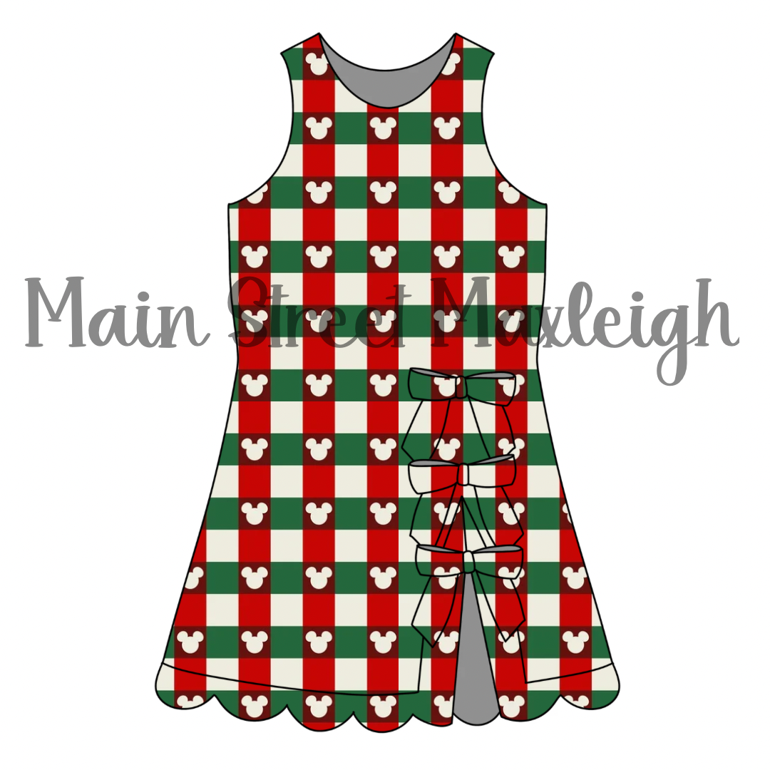 Christmas mouse checks box dress