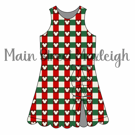 Christmas mouse checks box dress