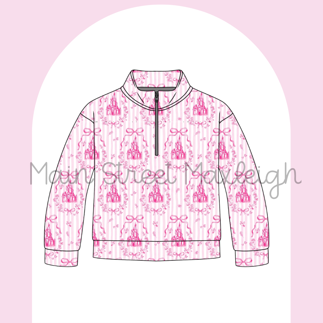 Pink stripe castle zip