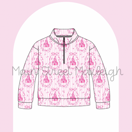 Pink stripe castle zip