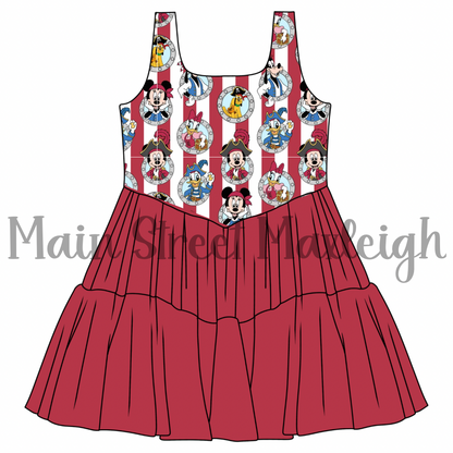 Pirate cruise porthole mesh dress