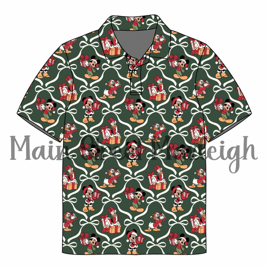 Christmas Bow polo or pocket t