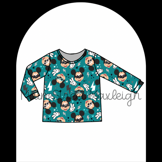 Mouse bolts long-sleeve top