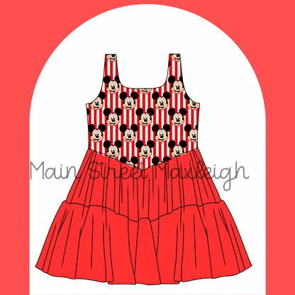 Red mouse stripe dress