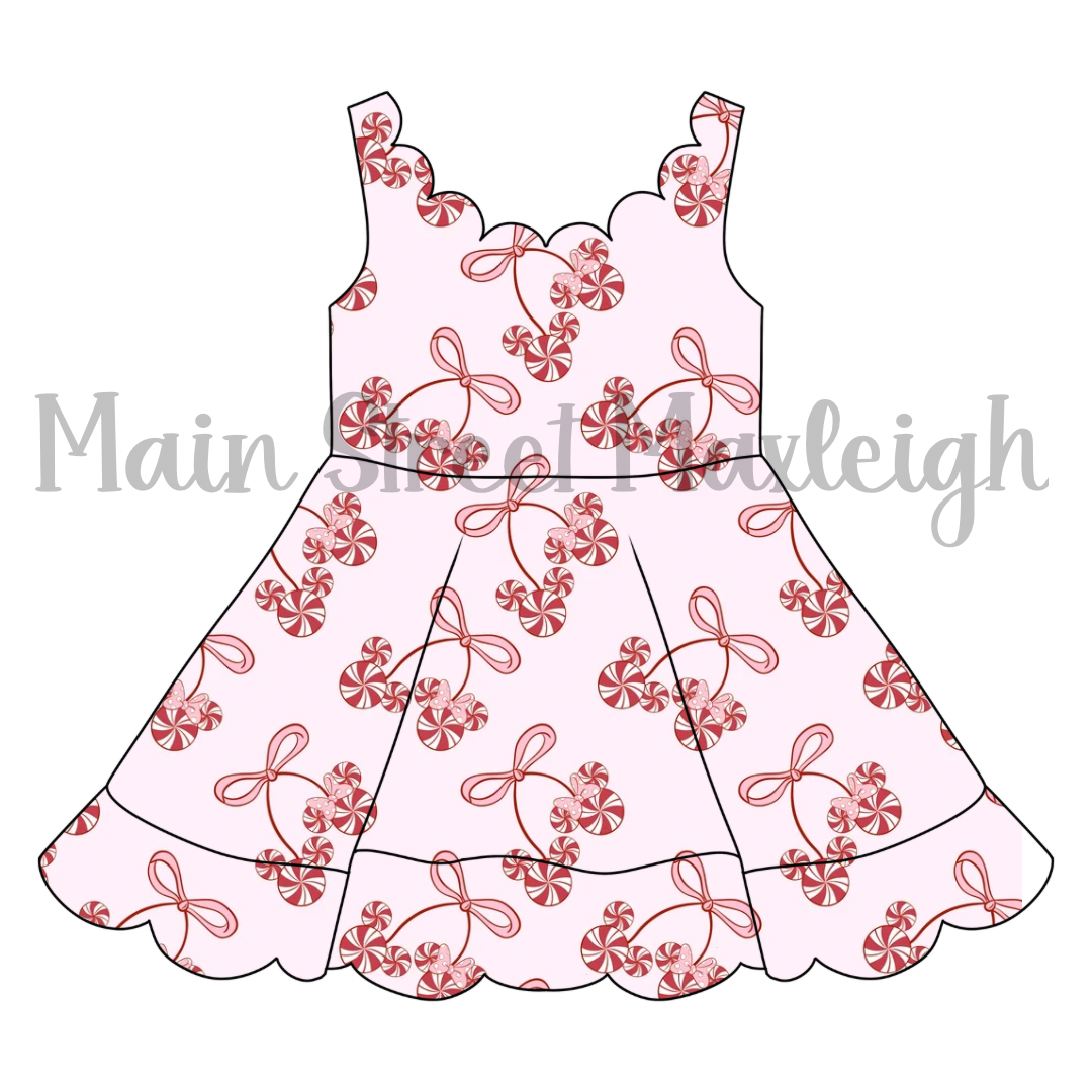 Christmas Peppermint scalloped dress