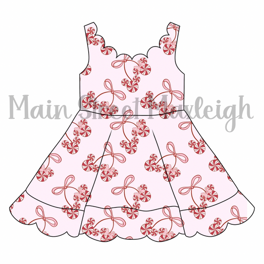 Christmas Peppermint scalloped dress