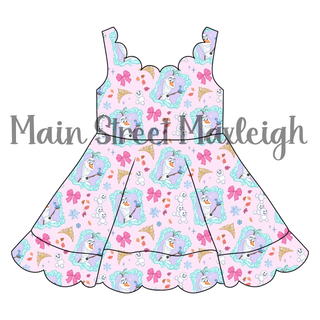 Snowman scallop dress