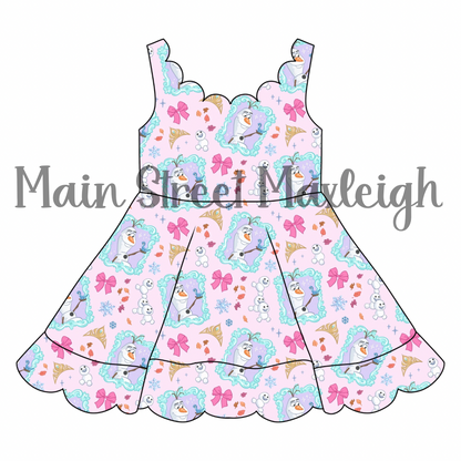 Snowman scallop dress
