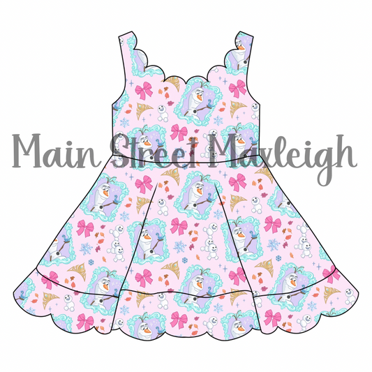 Snowman scallop dress