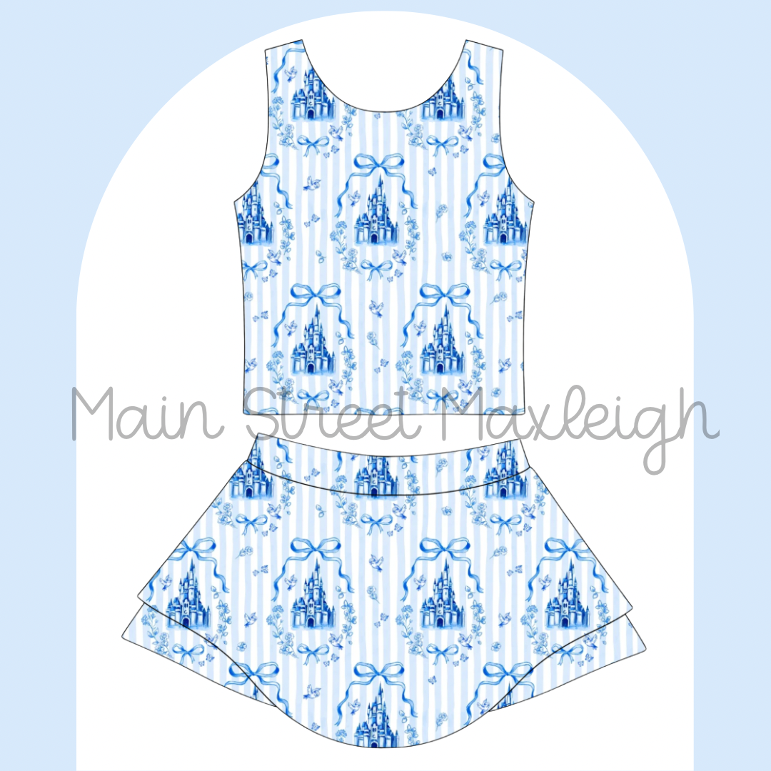 Blue stripe castle yoga set
