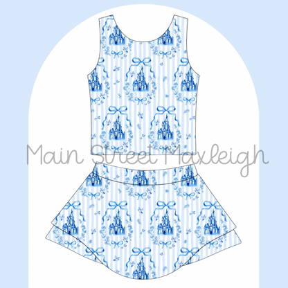 Blue stripe castle yoga set