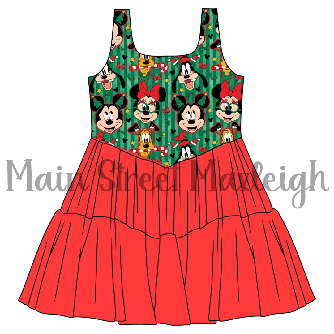 Green Christmas Stripe Mesh dress