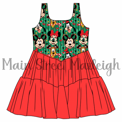 Green Christmas Stripe Mesh dress