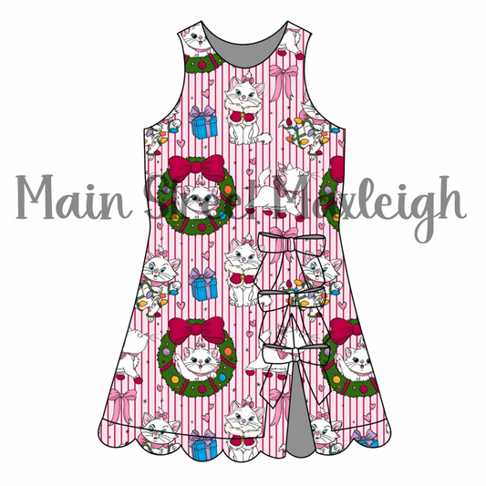 Christmas kitties bow dress