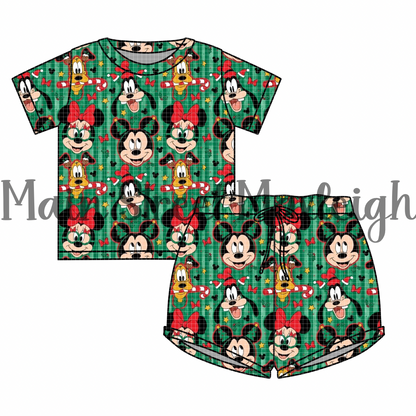 Green Christmas Stripes waffle set