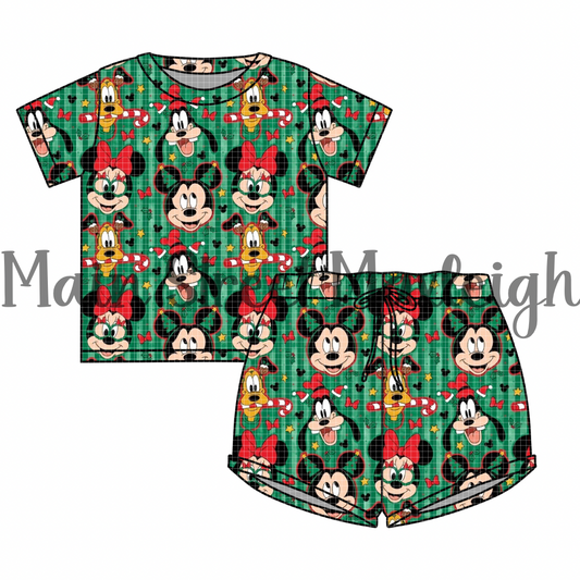 Green Christmas Stripes waffle set