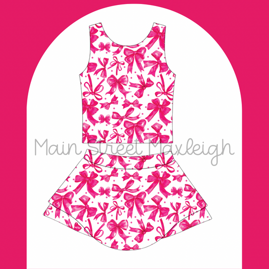 Pink bow yoga set