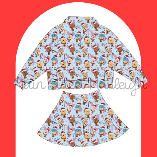 Beary Christmas zip skirt set