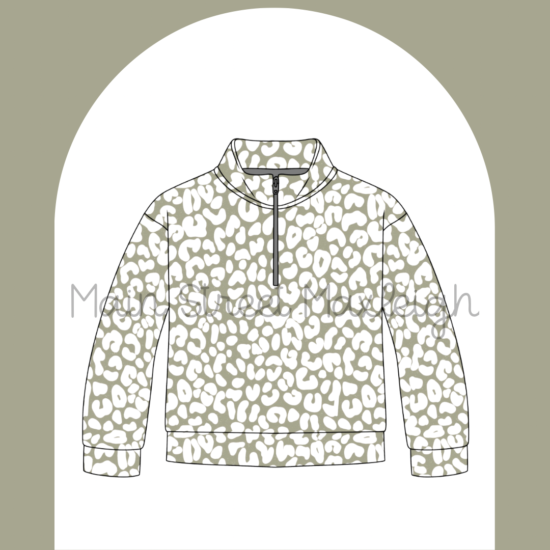 Sage leopard zip up