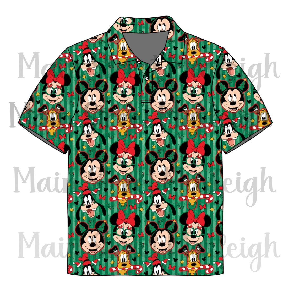 Green Christmas Stripe Polo