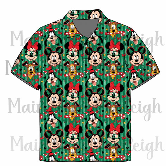 Green Christmas Stripe Polo