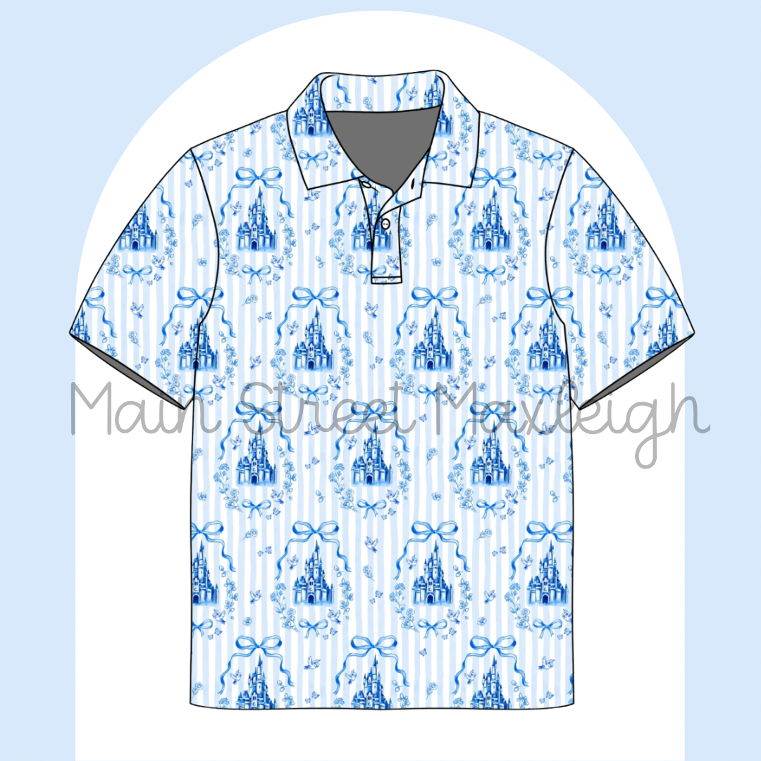 Blue stripe castle polo