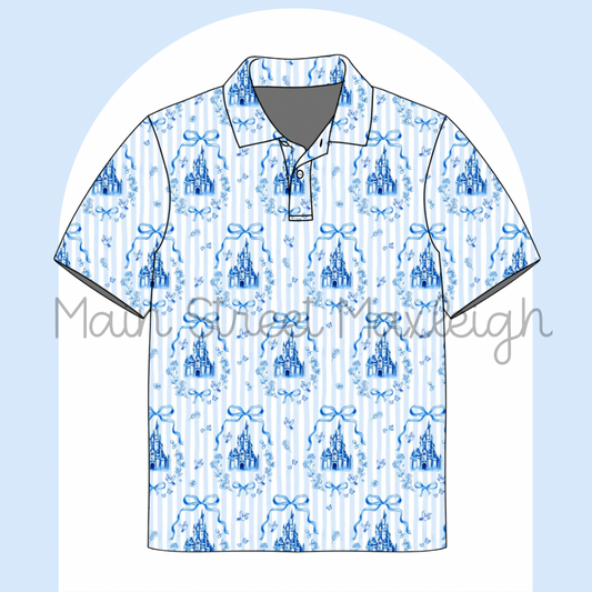 Blue stripe castle polo