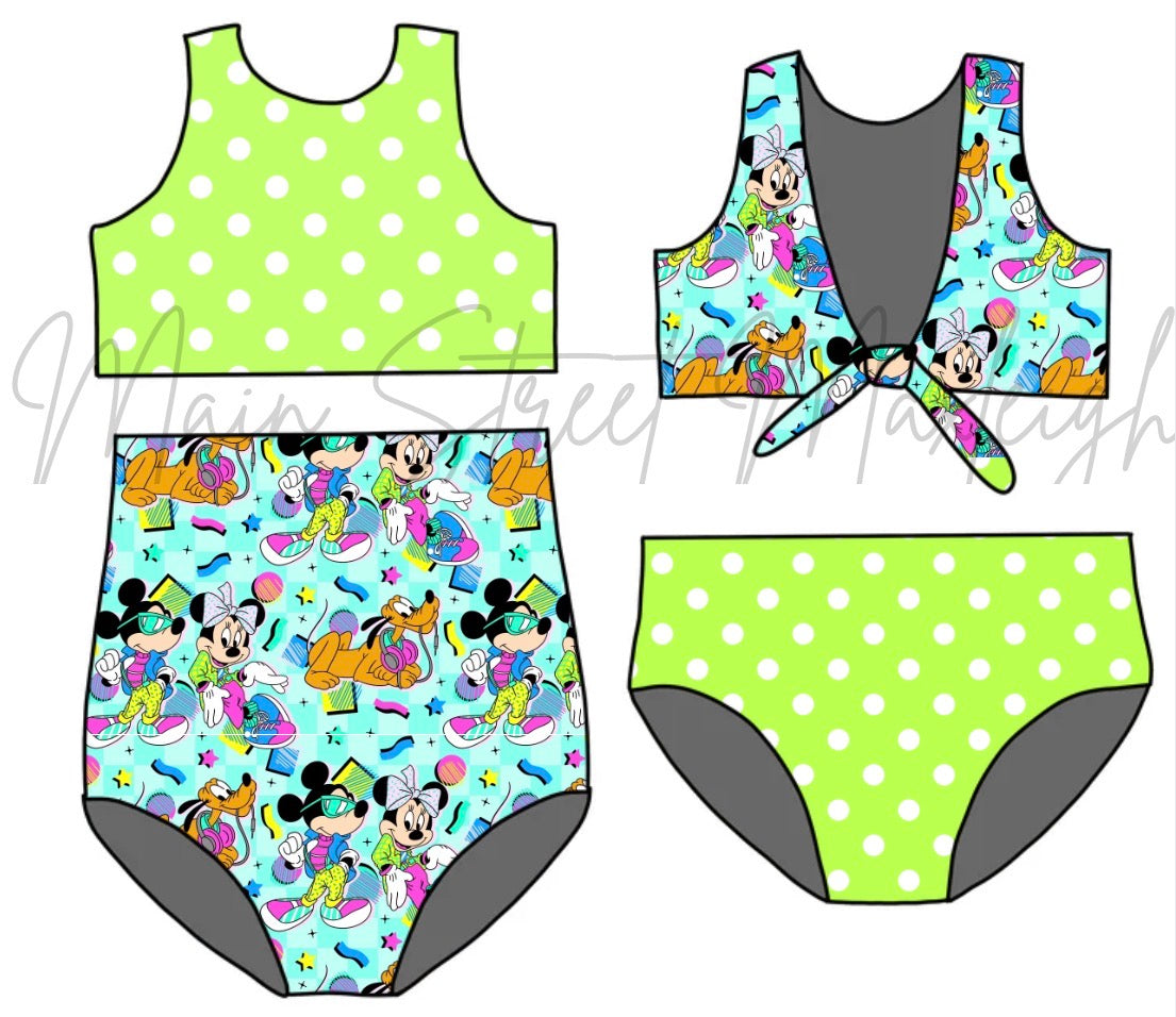 Neon vibes reversible swim