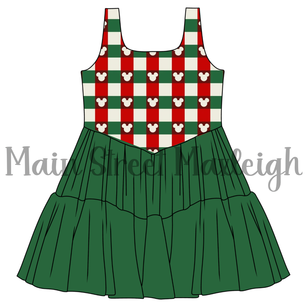 Mouse Christmas checks mesh dress