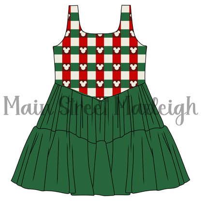 Mouse Christmas checks mesh dress