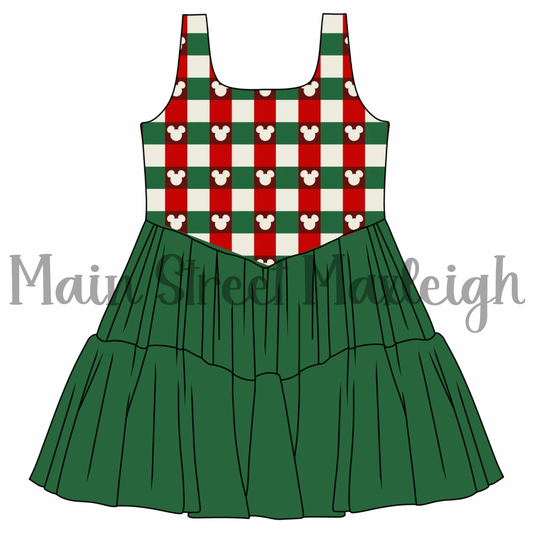 Mouse Christmas checks mesh dress