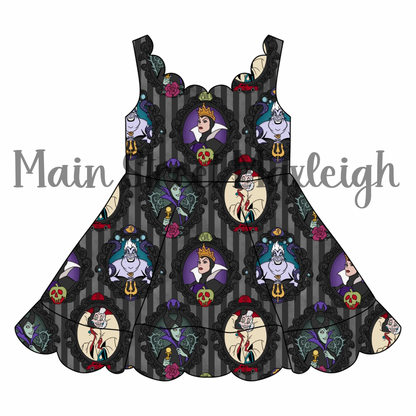 Villain Stripe scallop dress
