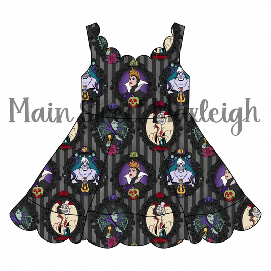 Villain Stripe scallop dress