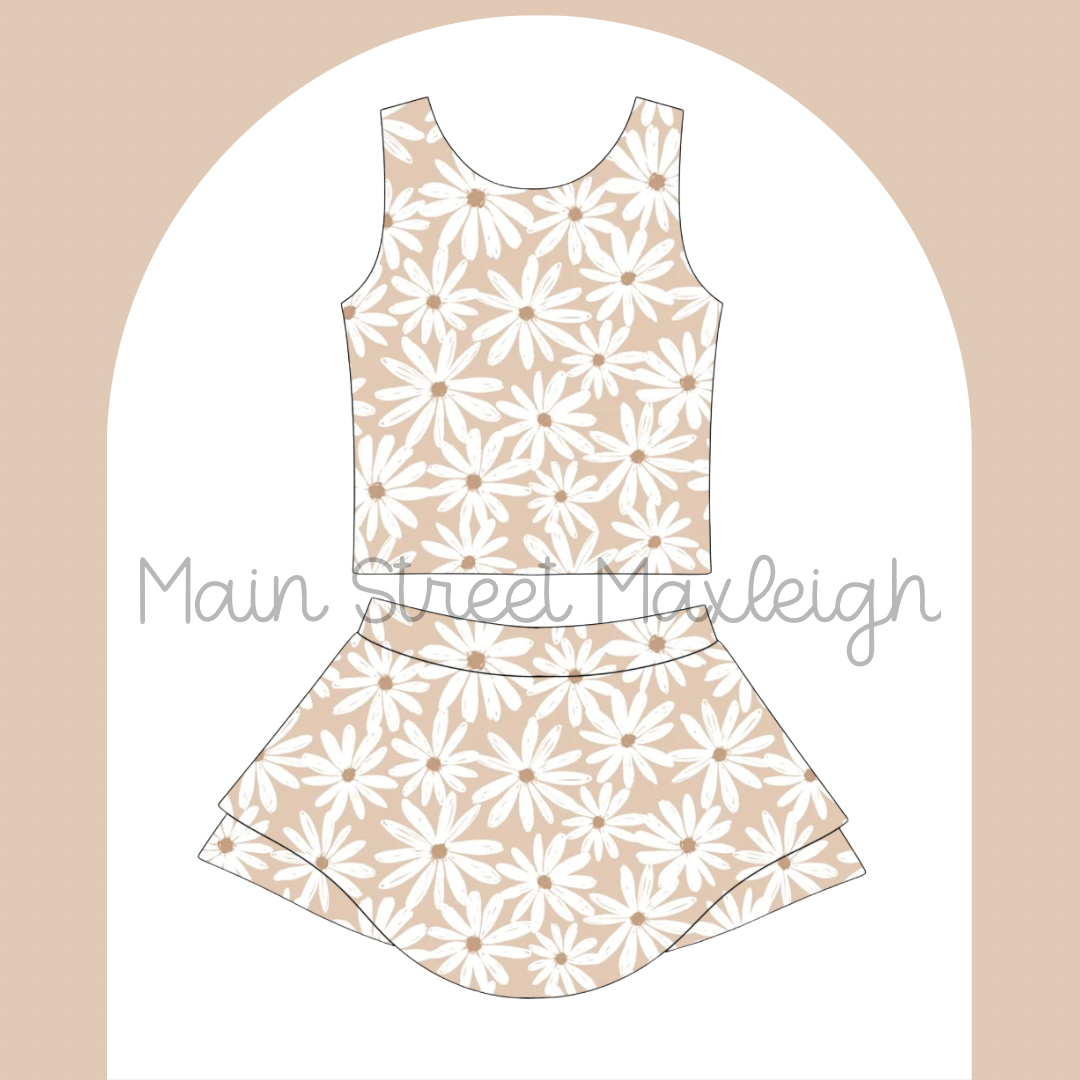 Neutral floral yoga set