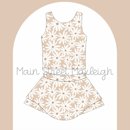 Neutral floral yoga set