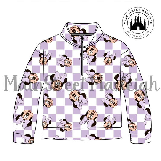 Minnie checkers half zip up
